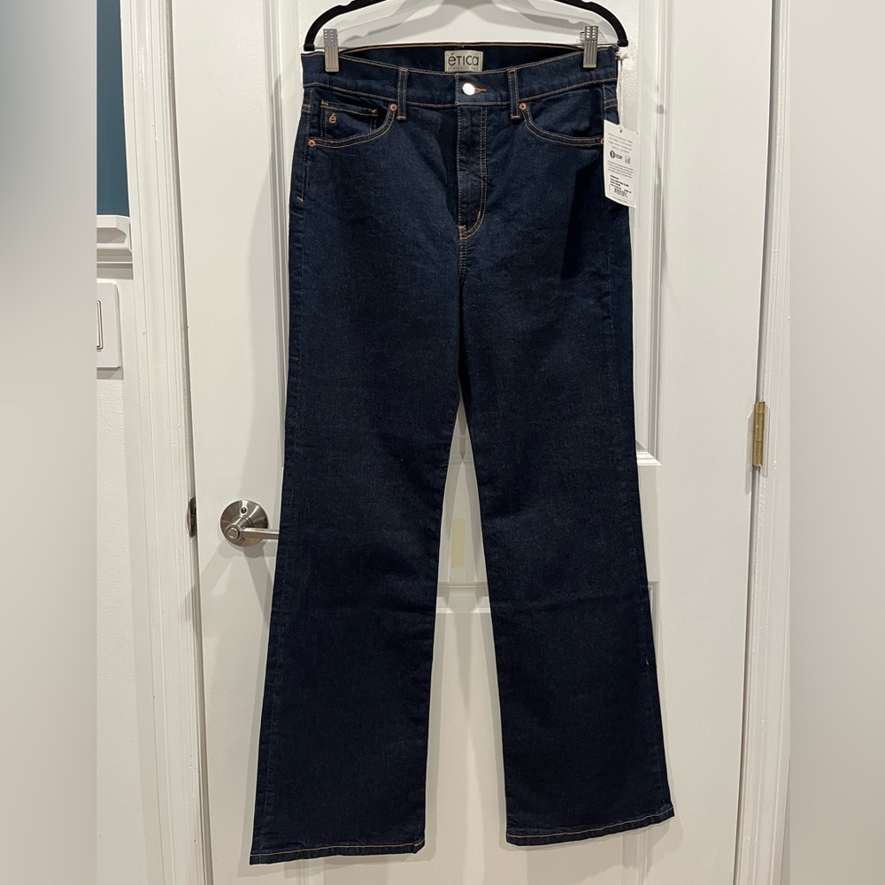 Etica Dark Wash “Anya” High Rise Flare Jeans